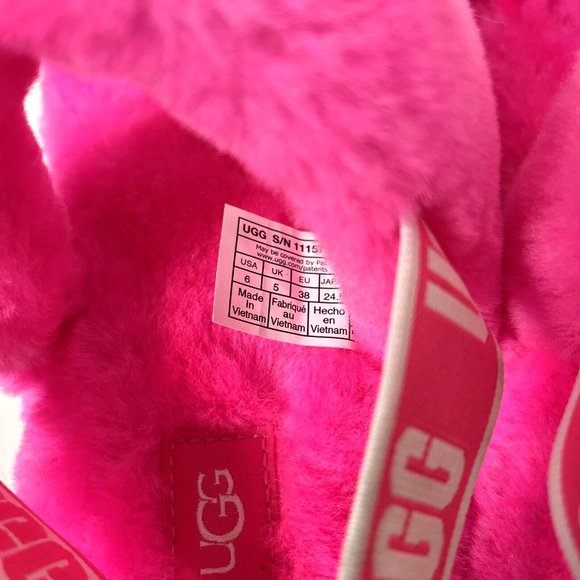 UGG Oh Yeah Fluffy Sheepskin Slingback Slide Sandals Taffy Pink Size 6 NWOB - Picture 8 of 8